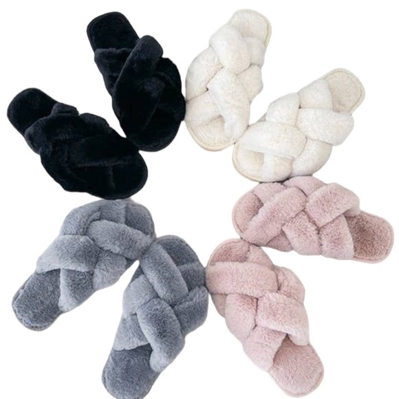 Grey Cross Strap Slippers - Picture 2 of 6